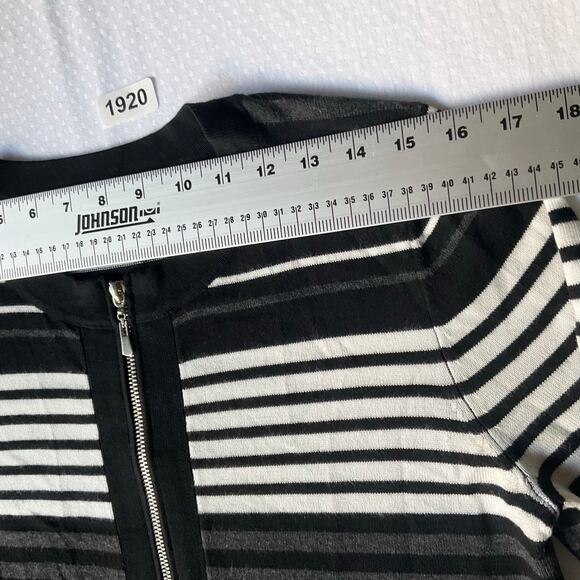 Cable & Gauge Women’s Long Sleeve Full Zip Knit Jacket size M, Black & White - Picture 2 of 8